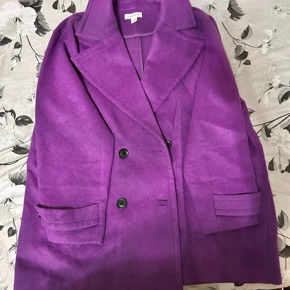 🤍Women's Purple Double-Breasted Coat - Picture 2 of 4